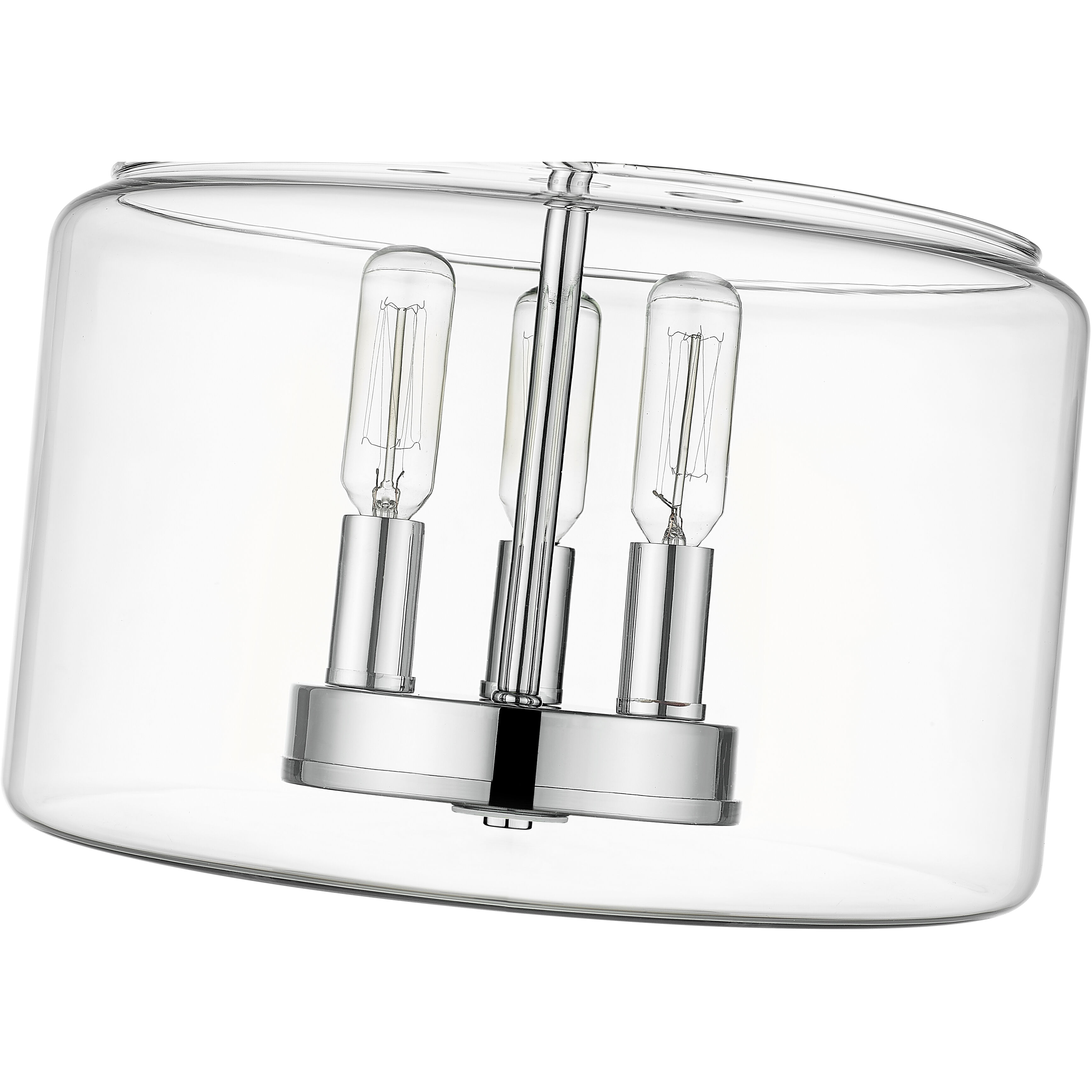 Asheville 3 Light 11 inch Chrome Indoor Semi-Flush Ceiling Light